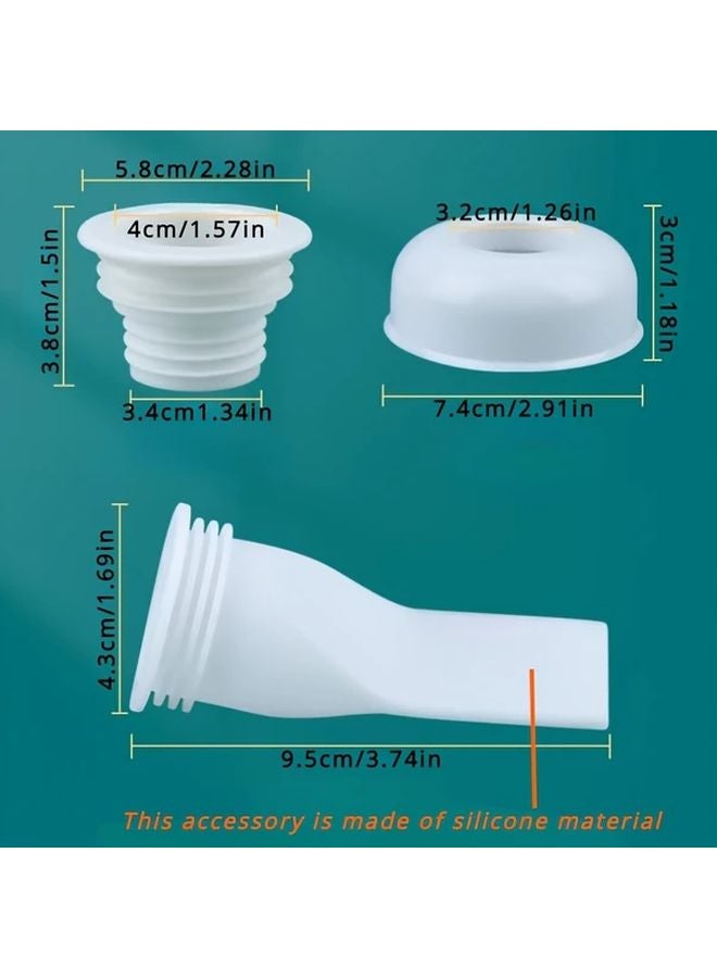 3pcs White Bathroom Floor Drain Cover Seal Ring Set Toilet Odor Blocker - Image 1
